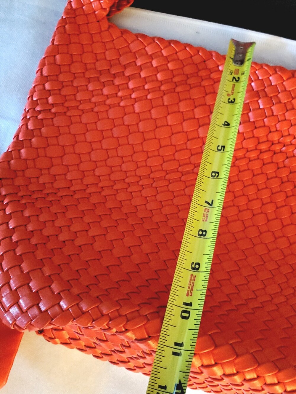 Orange Woven Vegan Leather Shoulder Bag with Matching Pouch. NWT - Picture 7 of 8